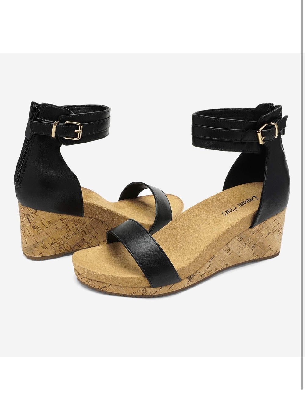 Dream Pairs Women’s Wedge Sandals, Size 8, Black, BRAND NEW